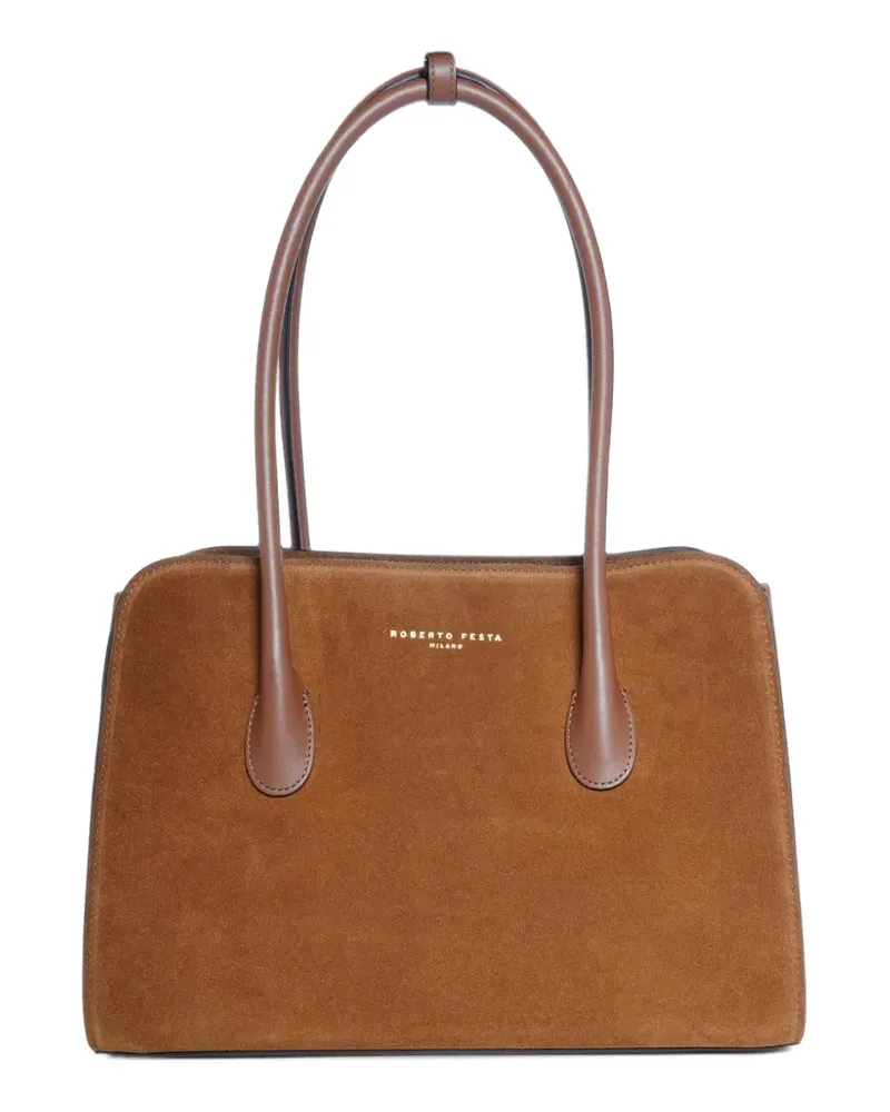 FESTA Milano Zeta suede tote bag - Braun Braun