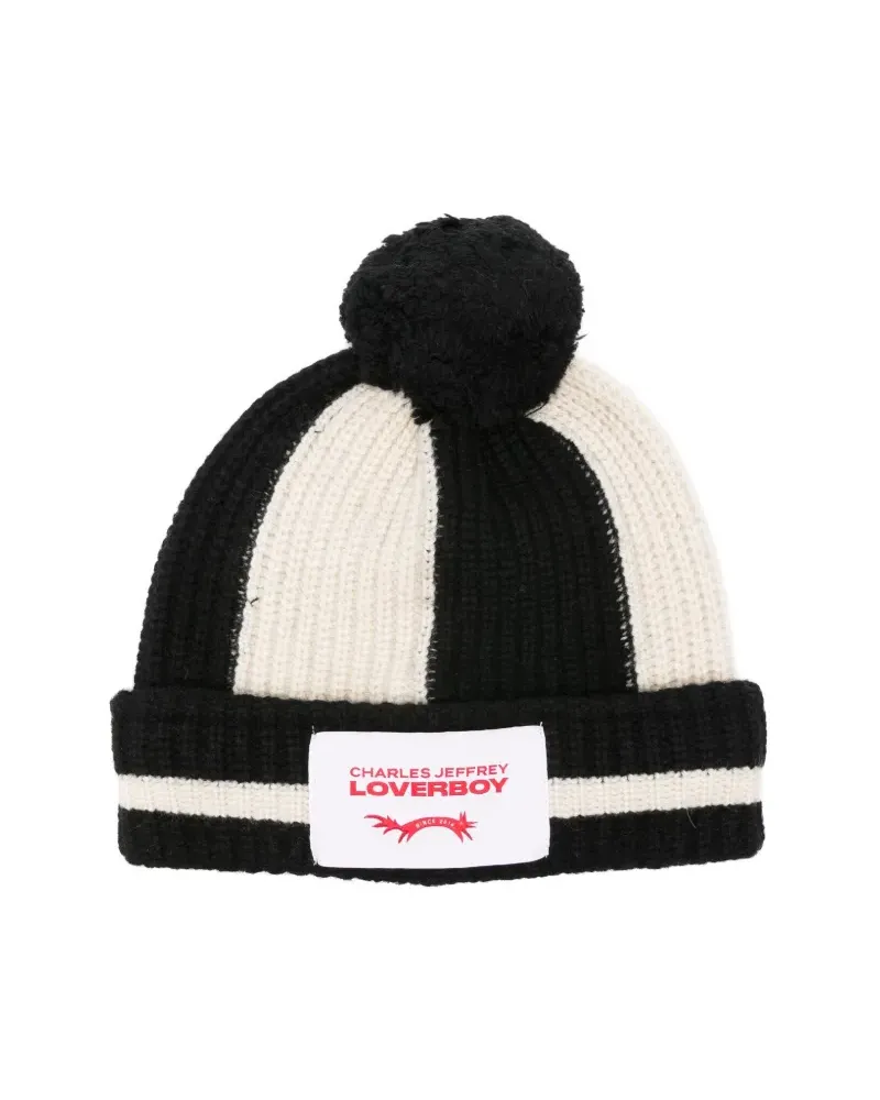 Charles Jeffrey Loverboy Gestreifte Beanie - Schwarz Schwarz