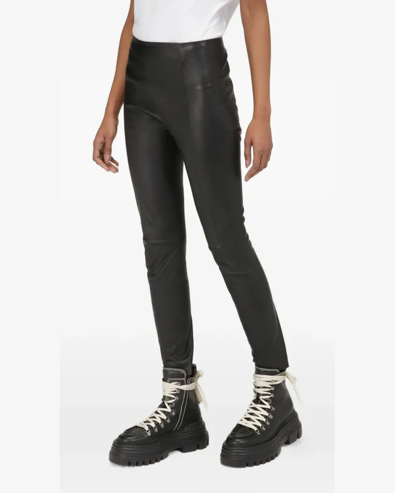 Bally Leder-Leggings mit Logo-Stickerei - Schwarz Schwarz