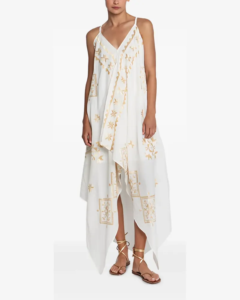 Greek Archaic Kori Asymmetrisches Lefkada Kleid - Weiß Weiß