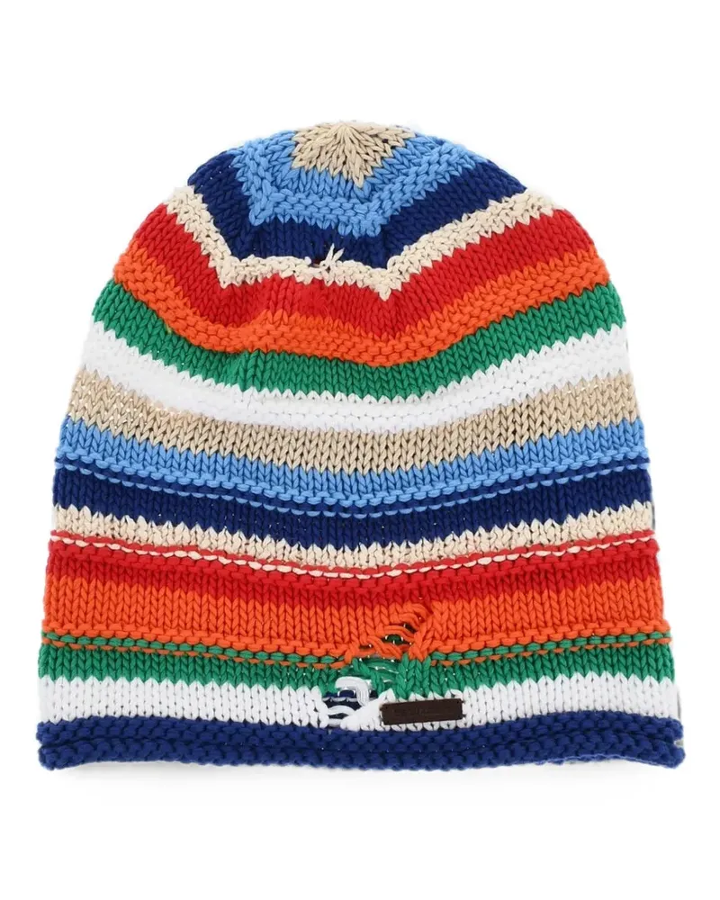 Dsquared2 distressed striped beanie hat - Blau Blau
