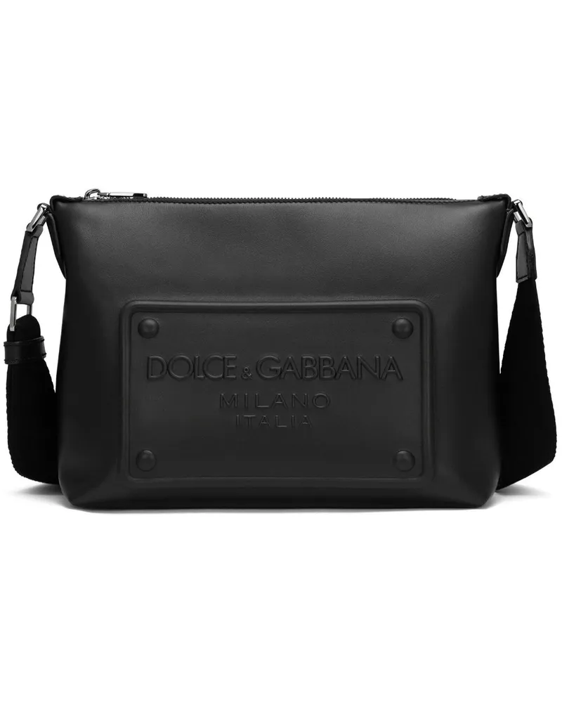 Dolce & Gabbana Kuriertasche mit erhöhtem Logo - Schwarz Schwarz