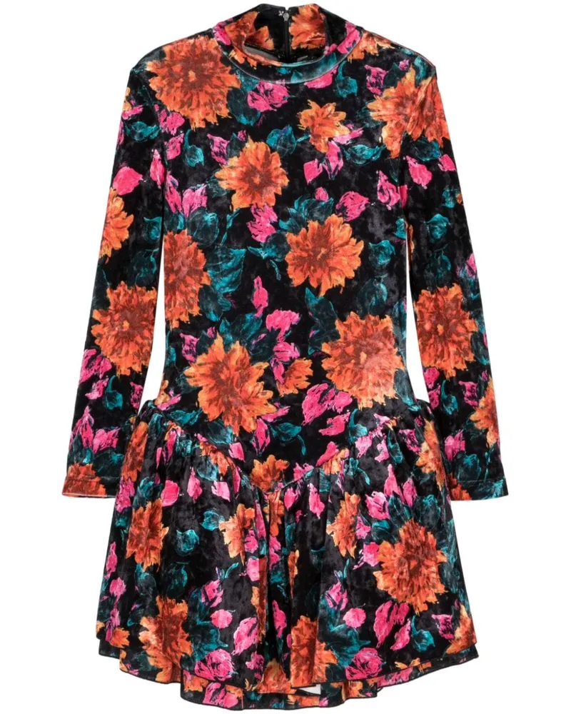 ROTATE Birger Christensen Minikleid mit Blumen-Print Orange