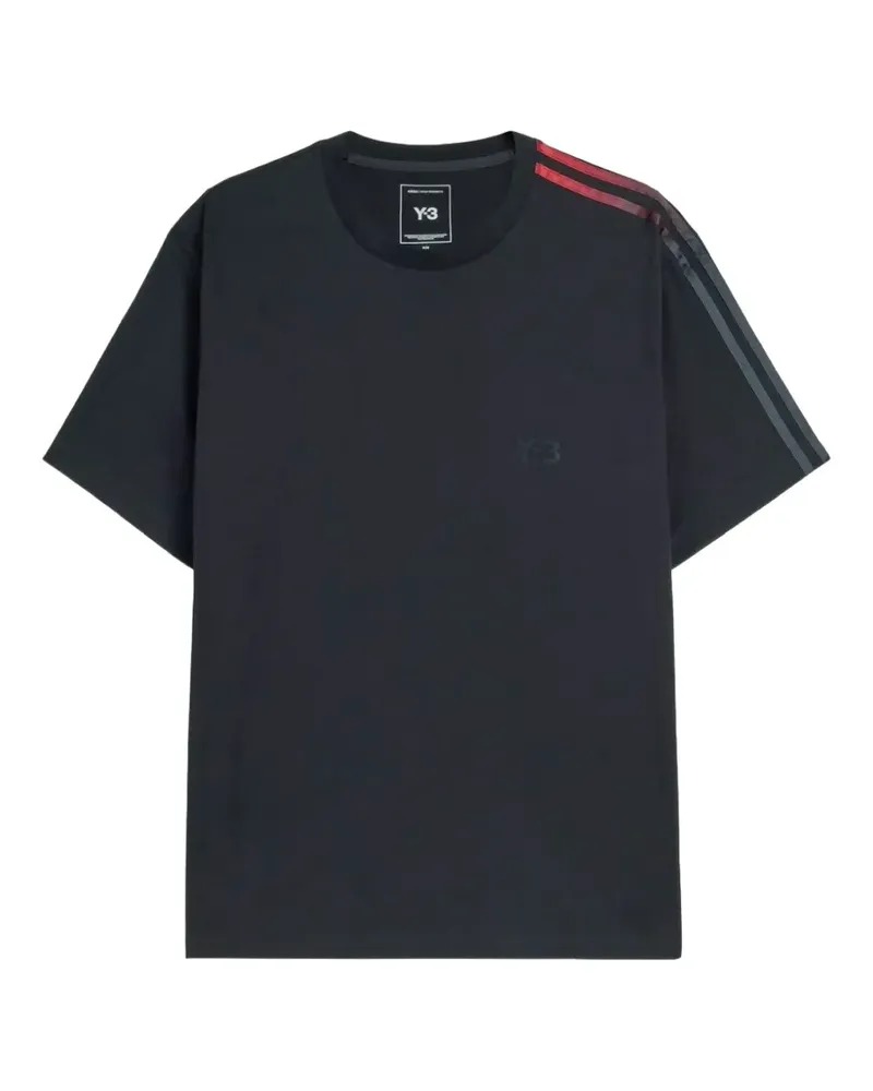 Y-3 Logo-Print-T-Shirt mit Farbverlauf-Streifen - Schwarz Schwarz