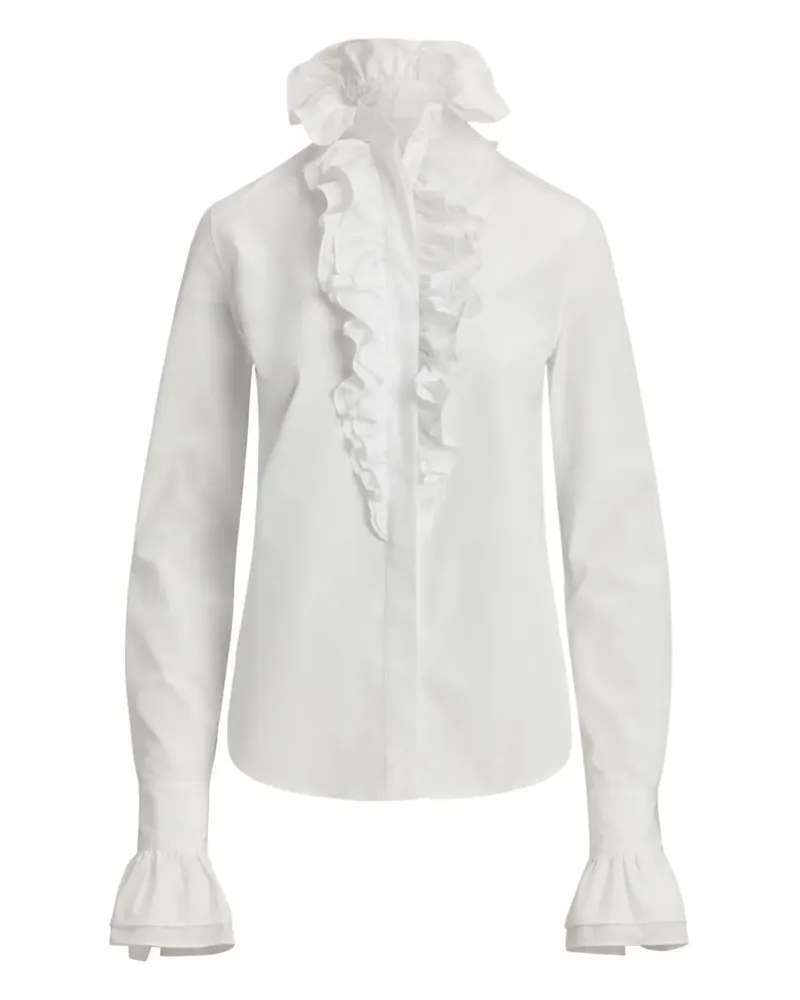 Ralph Lauren ruffled-detail high-neck shirt - Weiß Weiß