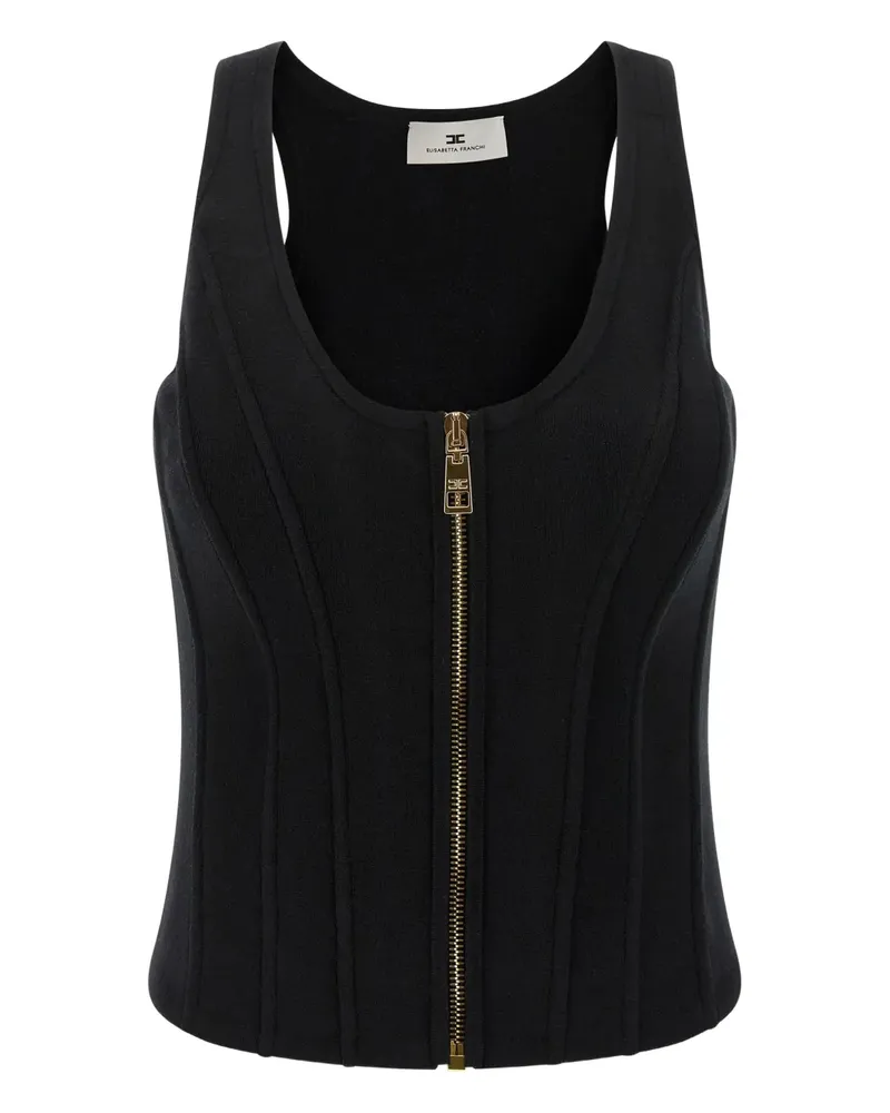 Elisabetta Franchi zip-front bustier top - Schwarz Schwarz