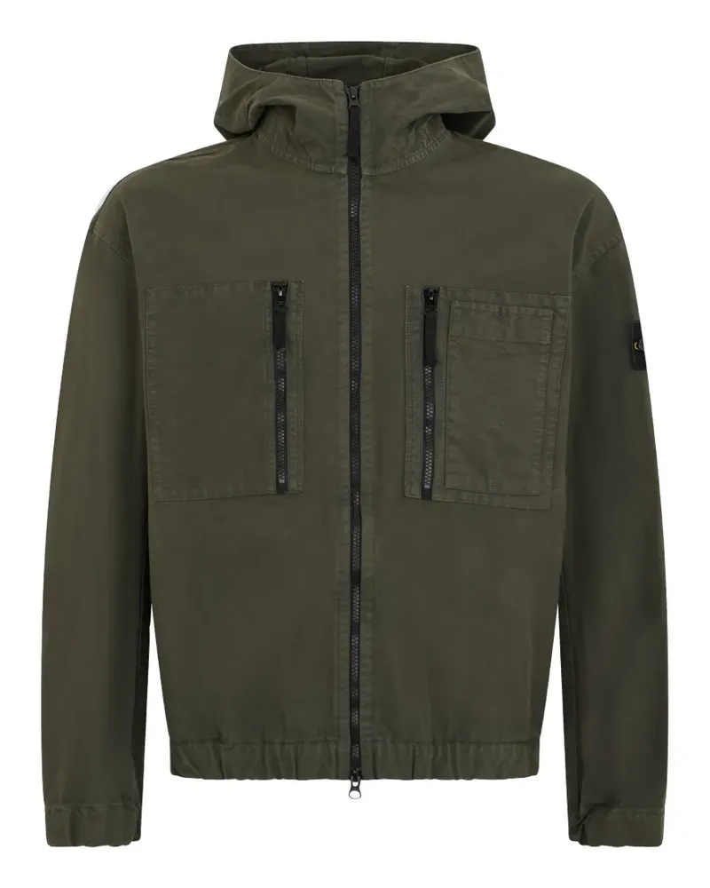 Stone Island 1200011 organic-cotton ripstop comfort-fit hooded overshirt with zip pockets - Grau Grau