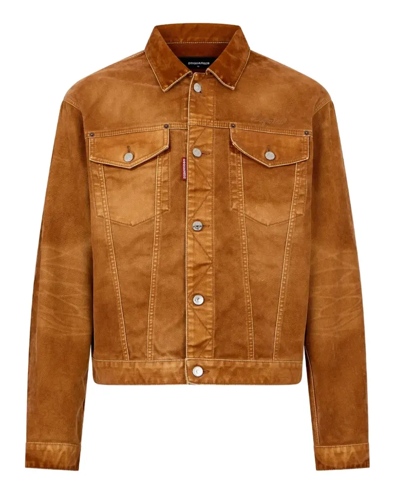 Dsquared2 Oversized Jeansjacke aus Wildleder im Used-Look - Braun Braun