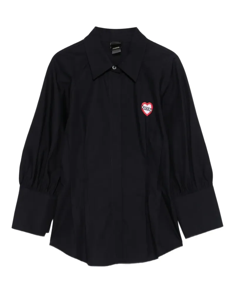 Pinko heart-embellished puff-sleeve top - Schwarz Schwarz