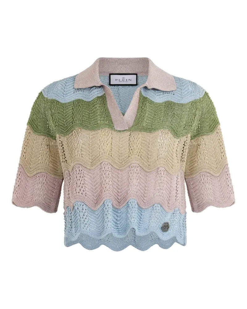 Philipp Plein Colour Wave knitted cropped polo shirt - Rosa Rosa