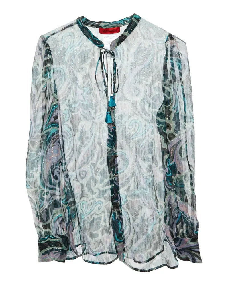 MAX&Co. printed tie-up neck detail blouse - Grün Grün