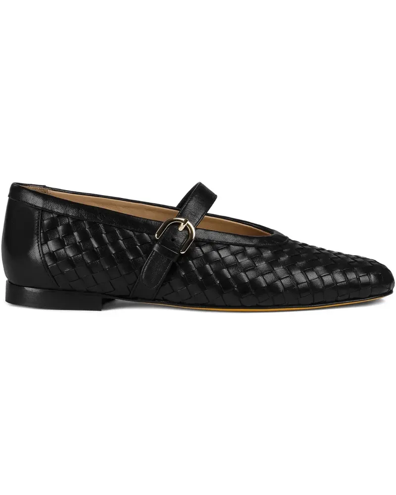 Doucal´s woven-leather buckle ballet flats - Schwarz Schwarz