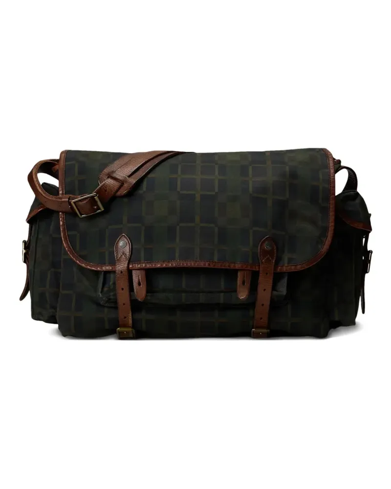 Ralph Lauren Mittelgroße Kuriertasche mit Karo - Blau Blau