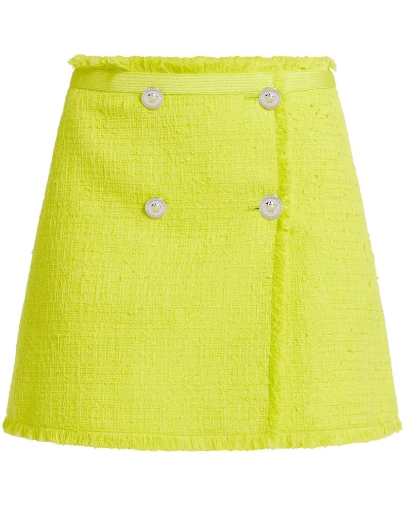 Versace Tweed-Minirock mit Medusa-Knöpfen - Gelb Gelb