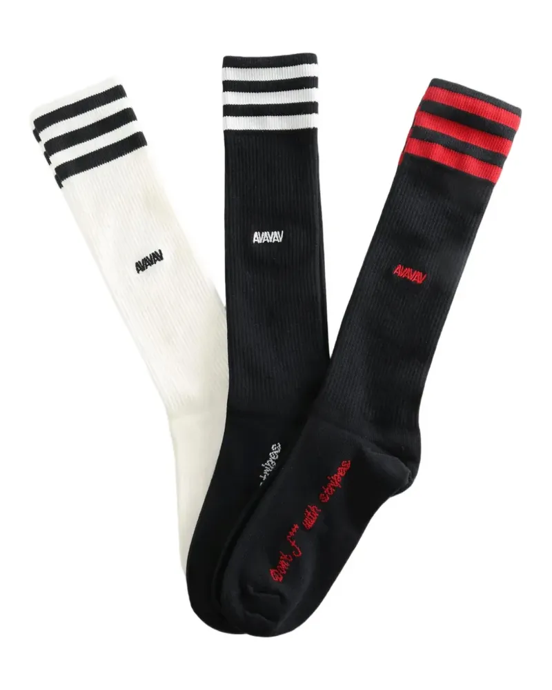 adidas logo-embroidered striped socks - Weiß Weiß