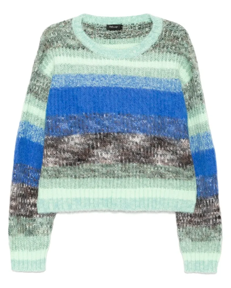 Tout a Coup Gestreifter Pullover mit rundem Ausschnitt - Grün Grün