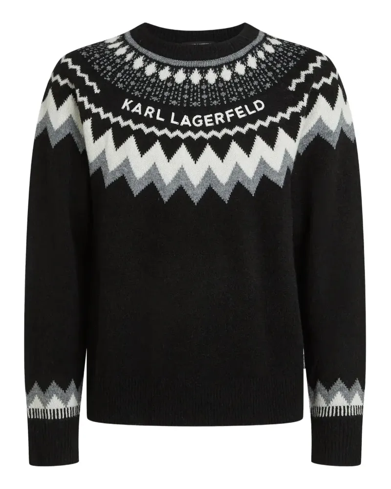 Karl Lagerfeld Pullover in Fair-Isle-Strick - Schwarz Schwarz