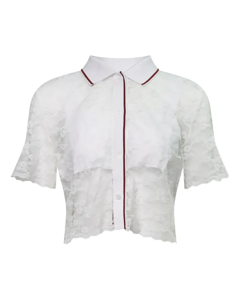 pushBUTTON lace cropped shirt - Weiß Weiß