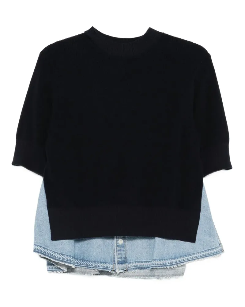 Sacai Gestrickter Pullover mit Jeanseinsätzen - Blau Blau