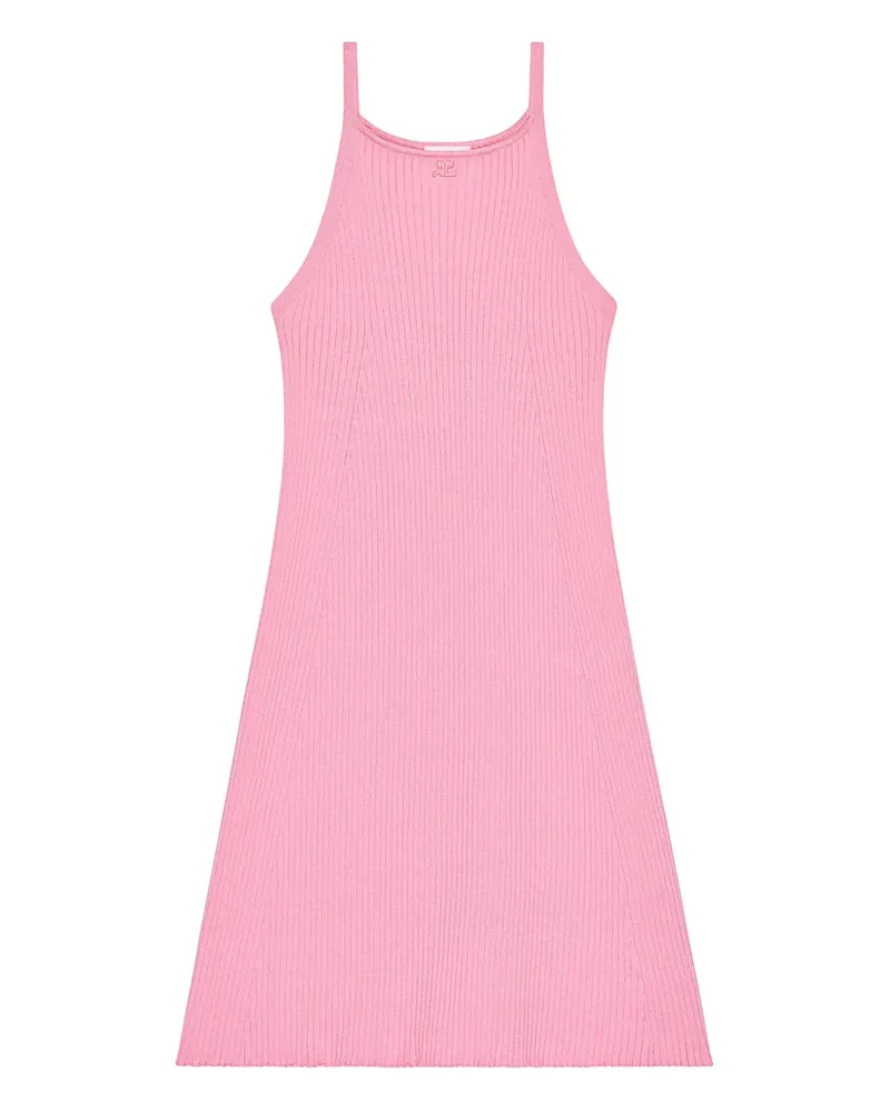 Courrèges Geripptes Strickkleid - Rosa Rosa