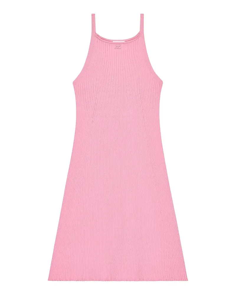 Courrèges Geripptes Strickkleid - Rosa Rosa