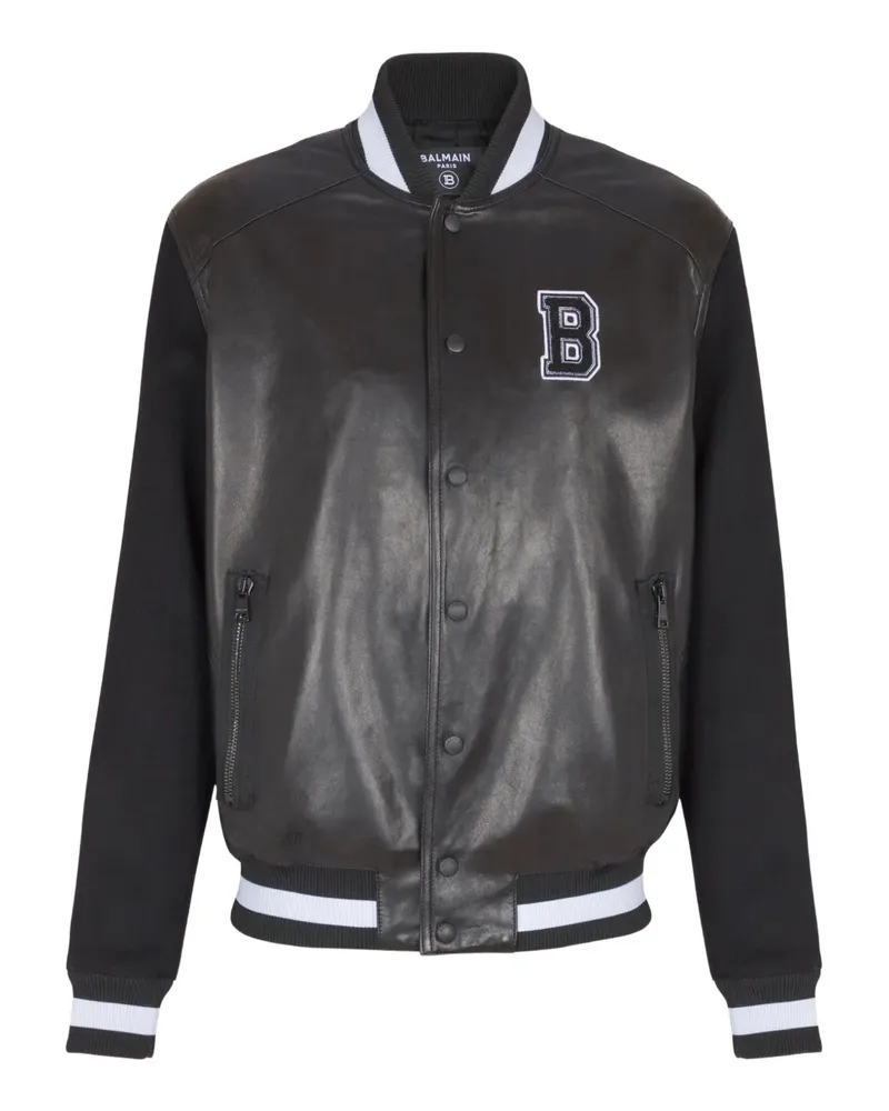 Balmain Bomberjacke aus Leder - Schwarz Schwarz
