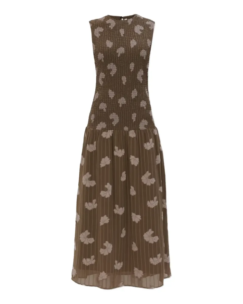 Samsøe & Samsøe Safrida shirred floral-print midi dress - Braun Braun