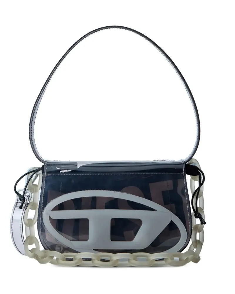 Diesel 1DR-Iconic shoulder bag in transparent TPU - Grau Grau