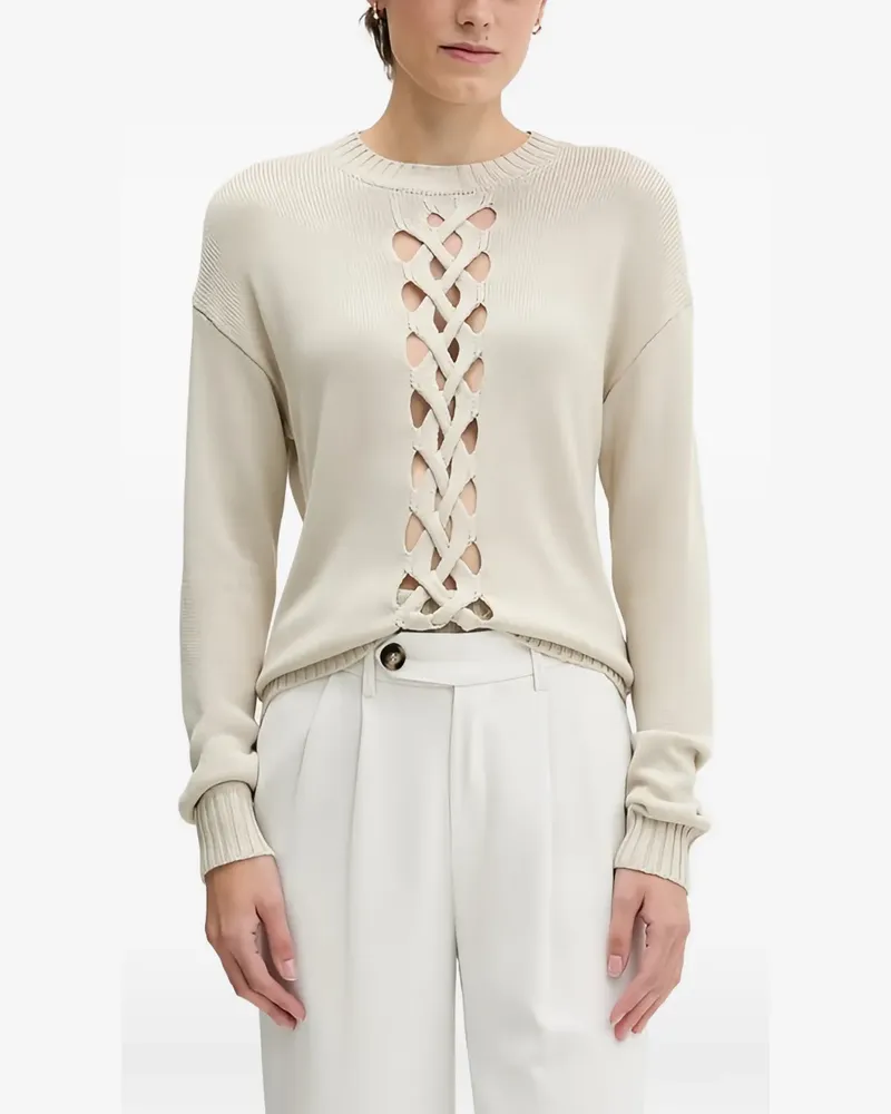 Sisley lattice-detailing fine-knit sweater - Nude Nude