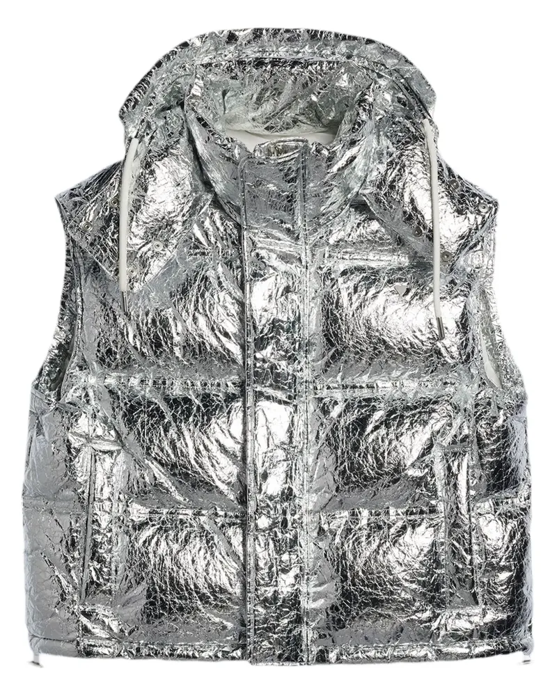 AMI Paris Metallische Ami de Coeur Daunenweste - Silber Silber