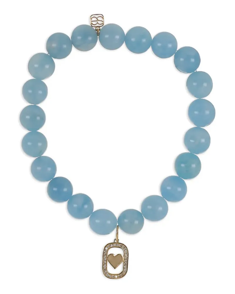 Sydney Evan Heart Open Icon Armband mit Diamanten und Aquamarin - Gold Gold