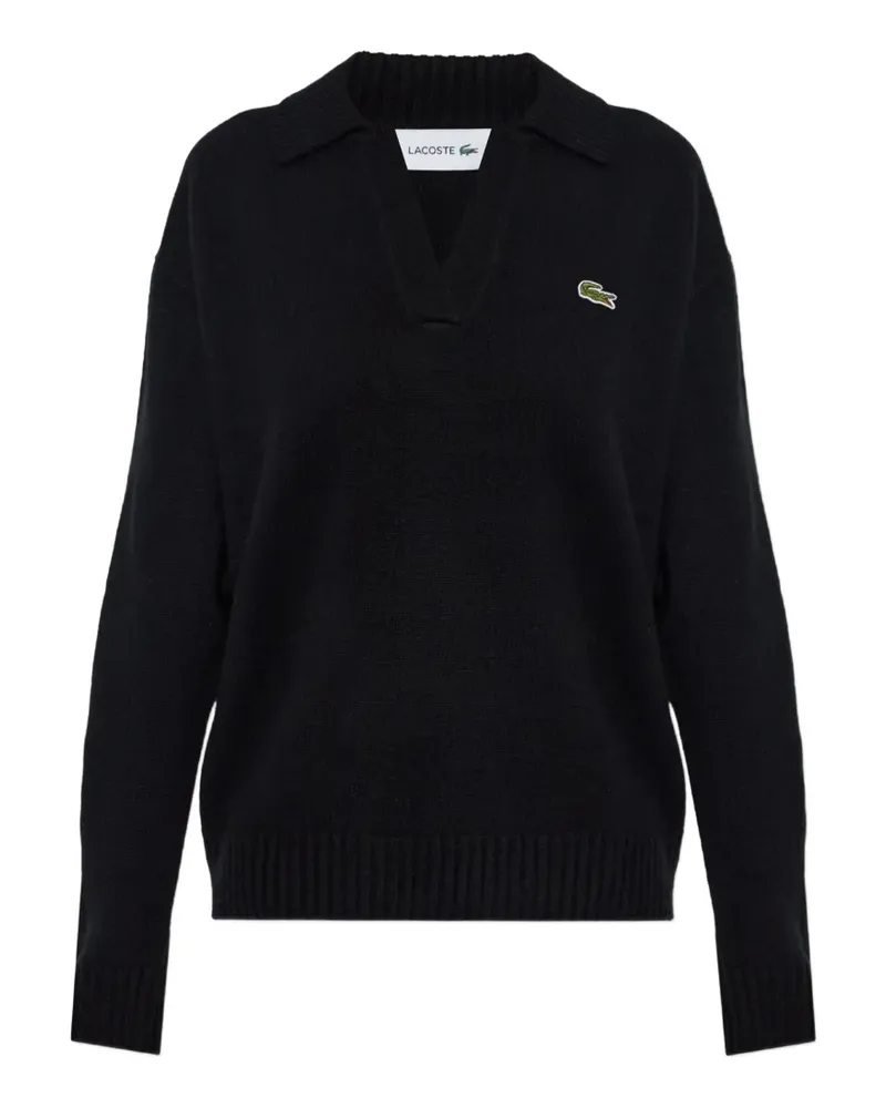 Lacoste 3D Pullover mit Poloshirtkragen - Schwarz Schwarz