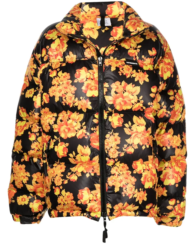 VETEMENTS Gefütterte Jacke mit Blumen-Print - Schwarz Schwarz