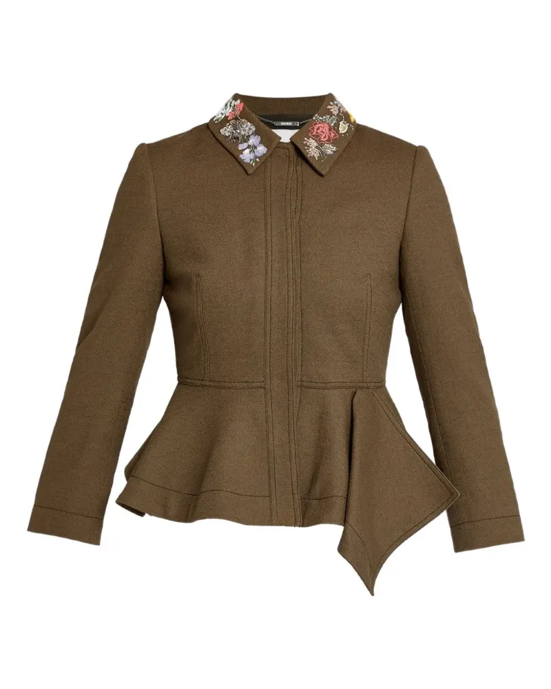 Erdem Schmale Jacke mit besticktem Kragen - Grün Grün
