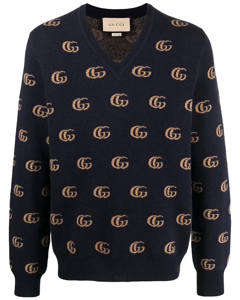 Gucci Jacquard-Pullover mit GG - Blau Blau