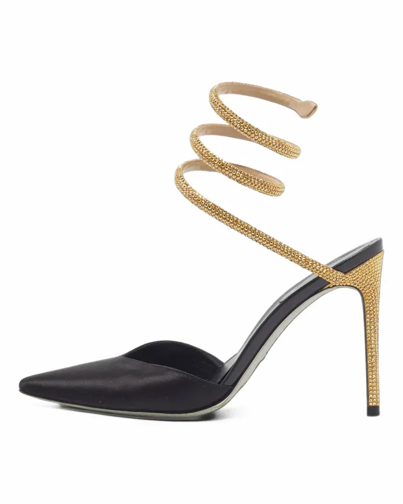 René Caovilla Cleo Pumps mit Kristallen - Schwarz Schwarz