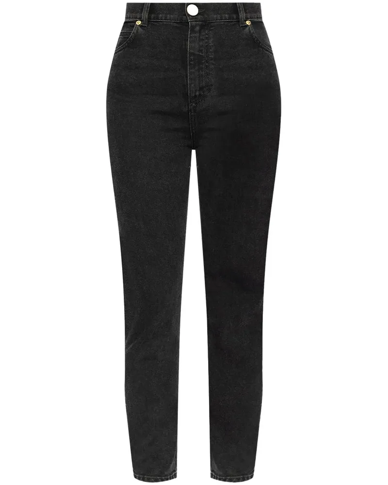 Balmain Schmale Taillenjeans Schwarz