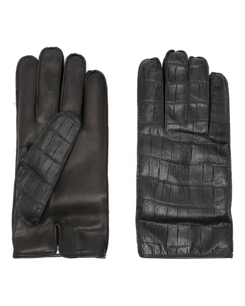 LARDINI Handschuhe aus Leder mit Kroko-Effekt - Schwarz Schwarz