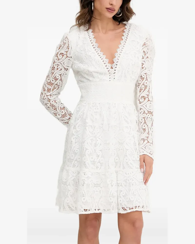 Morgan lace V-neck mini dress - Weiß Weiß