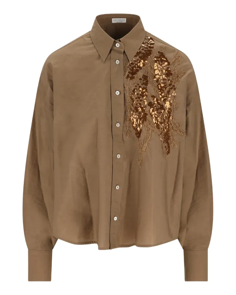Brunello Cucinelli sequin-embellished shirt - Nude Nude