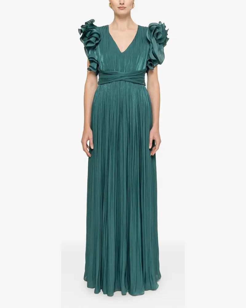 NISSA ruffled pleated maxi dress - Grün Grün