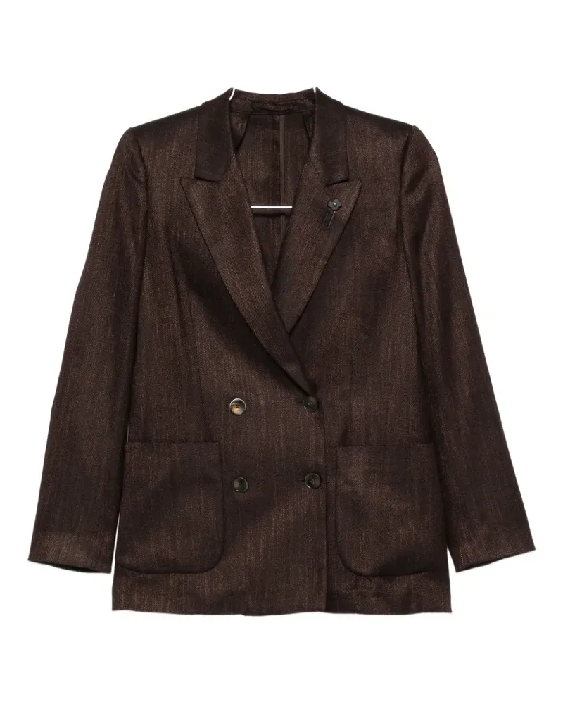 LARDINI double-breasted peaked-lapel blazer - Braun Braun