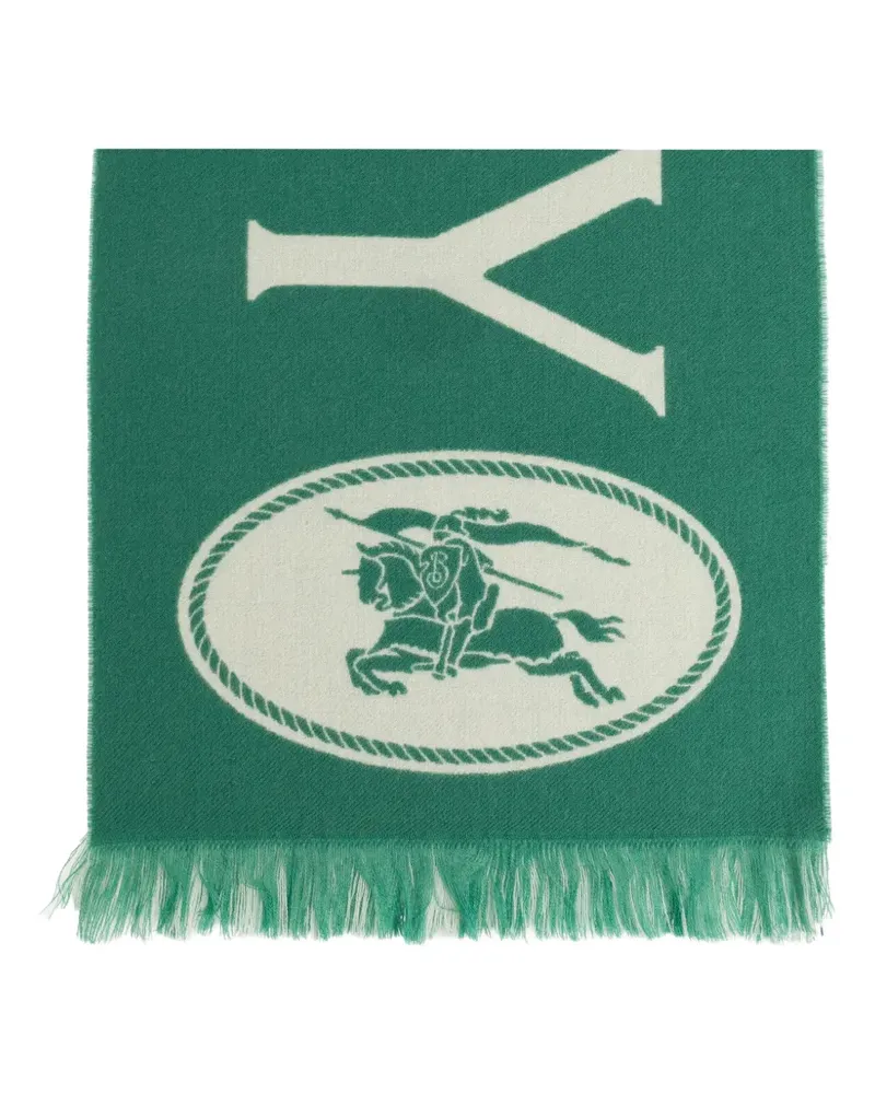 Burberry logo-intarsia fringed scarf - Grün Grün