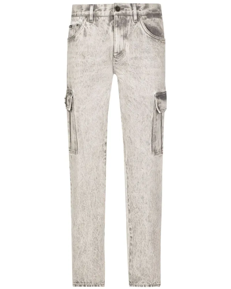 Dolce & Gabbana Cargo-Jeans mit Logo-Schild - Grau Grau