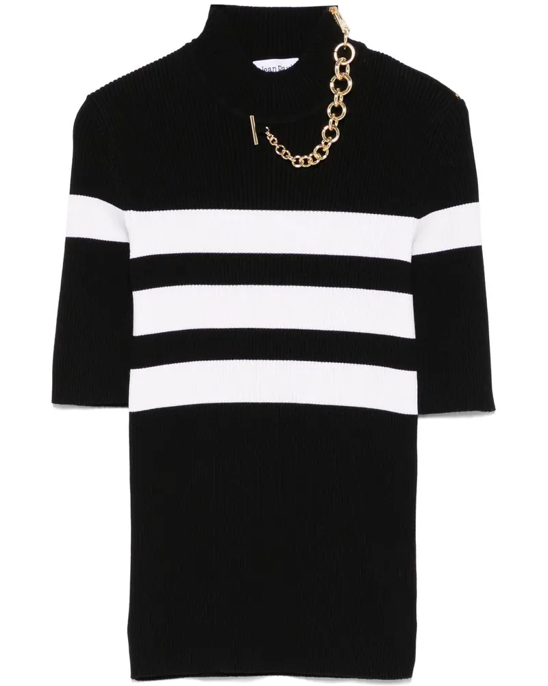 Jean Paul Gaultier Gestricktes T-Shirt mit Streifen - Schwarz Schwarz