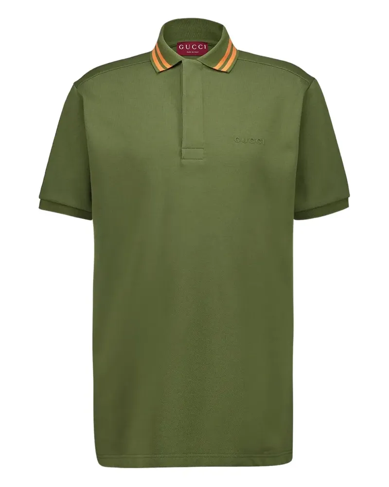 Gucci Poloshirt mit gestreiftem Kragen - Grün Grün