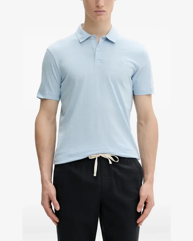 Marc O'Polo slub-texture logo-embroidered polo shirt - Blau Blau