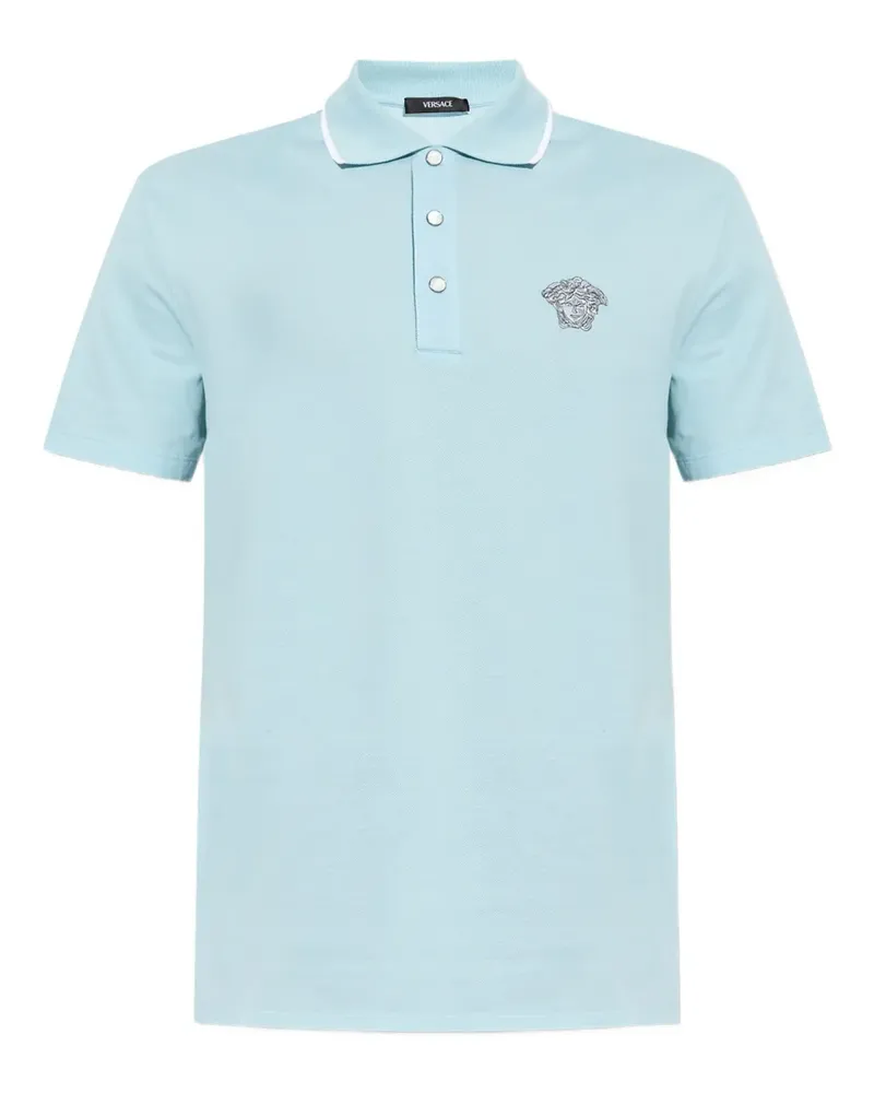 Versace Poloshirt mit Medusa-Stickerei - Blau Blau