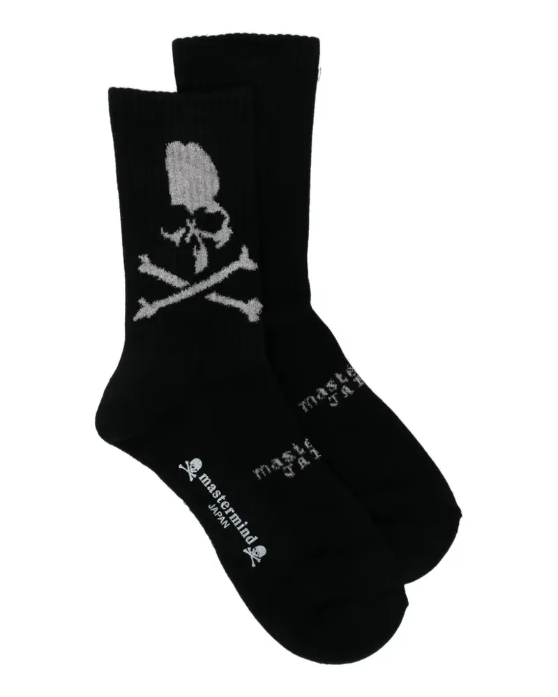 Mastermind Japan skull-intarsia ribbed socks - Schwarz Schwarz