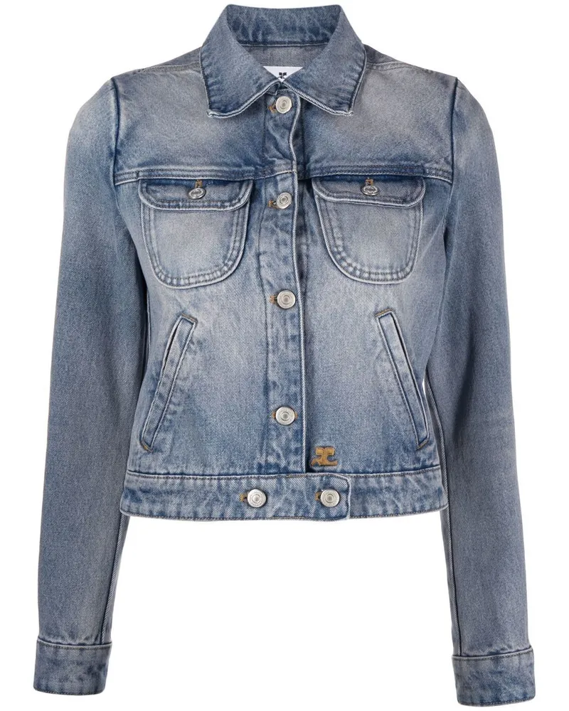 Courrèges Klassische Cropped-Jeansjacke - Blau Blau